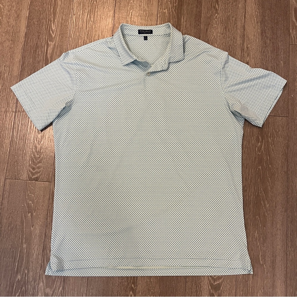 Peter Millar Polo Shirt Mens Extra Large White Blue Crown Crafted Golf Stretch